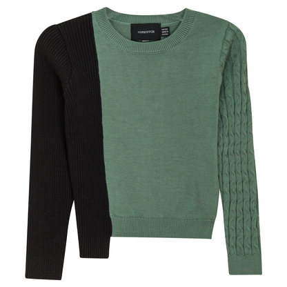 Cable Knit Sweater Sage Black