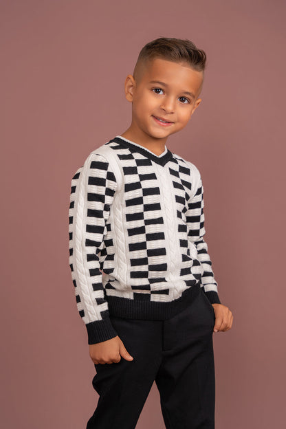 Textured KNit V-Neck Sweater