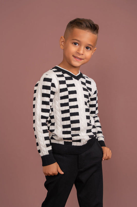 Textured KNit V-Neck Sweater