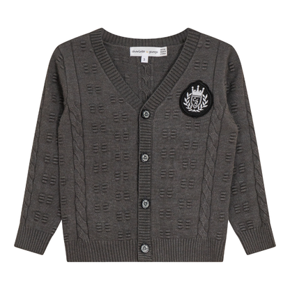 Cable Knit Cardigan Medium Grey Mix