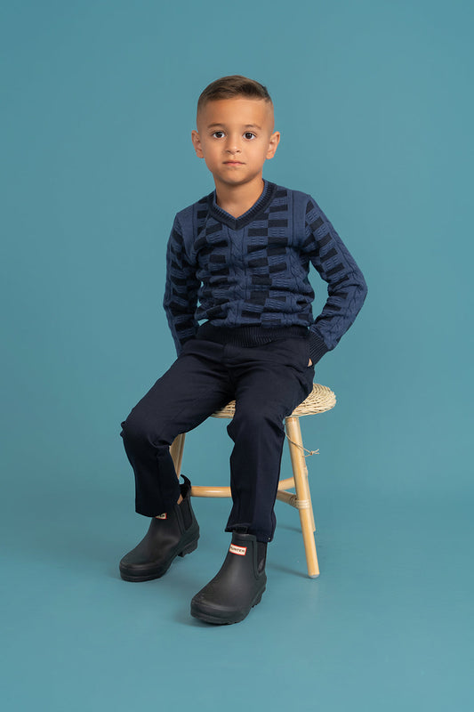 Textured KNit V-Neck Sweater