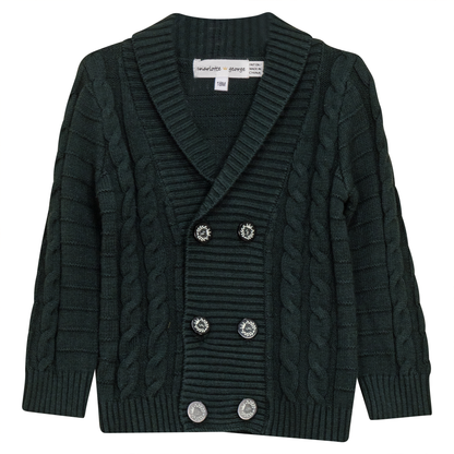 Textured Knit Cardigan Forest Green