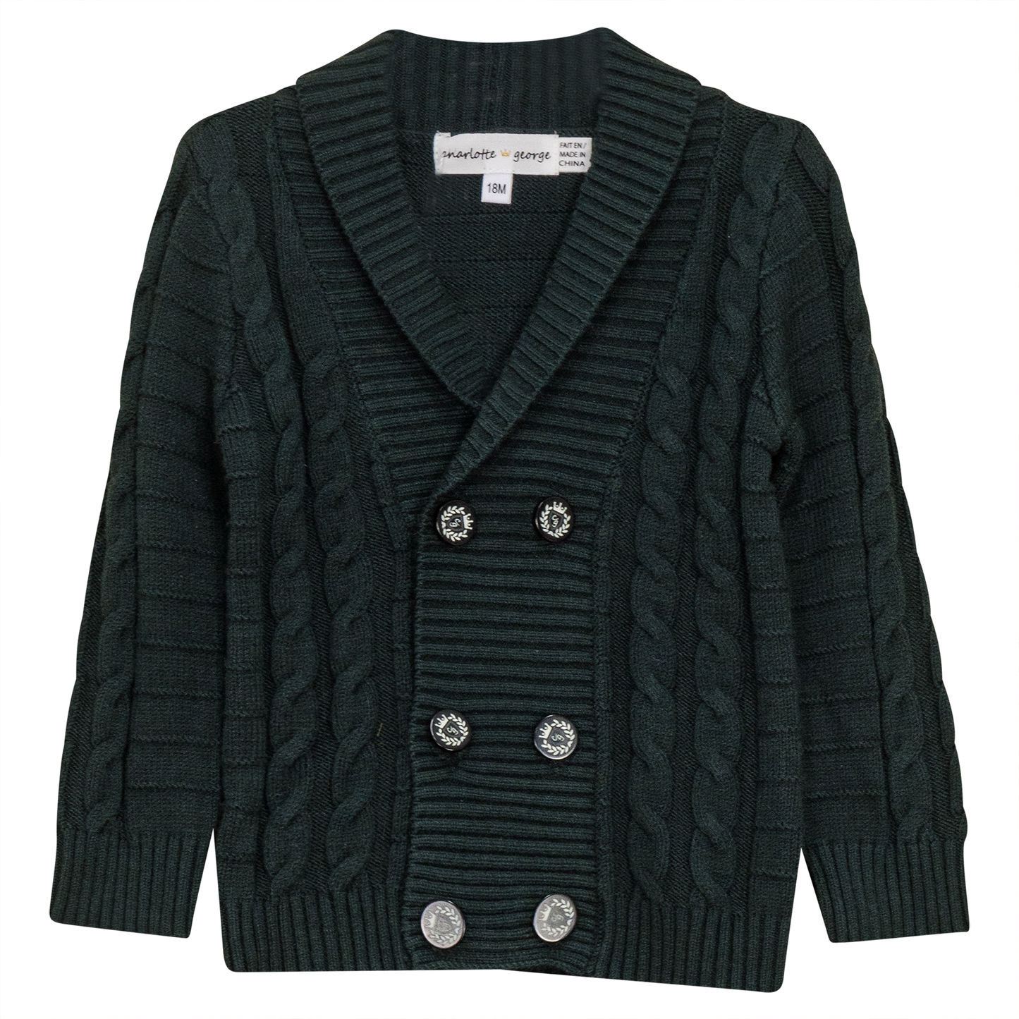 Textured Knit Cardigan Forest Green