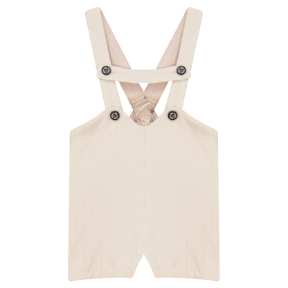 Stripe Velour Overall Off White