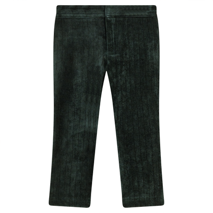 Striped Velour Pants Forest Green