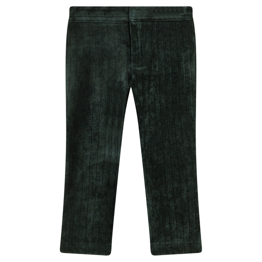 Striped Velour Pants Forest Green