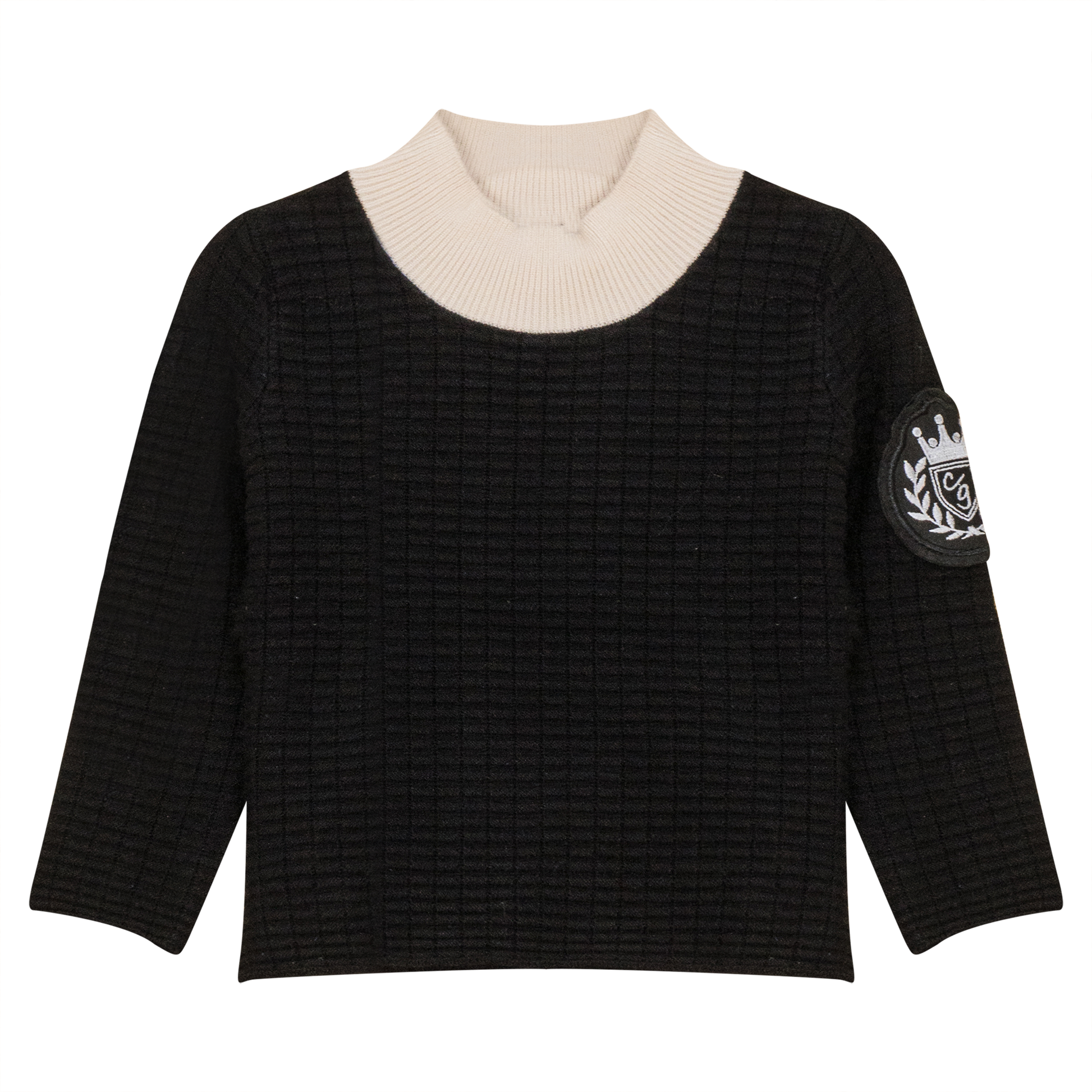 Mock Neck Knitted Top Black