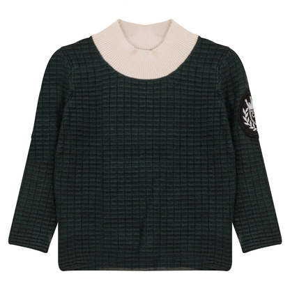 Mock Neck Knitted Top Forest Green
