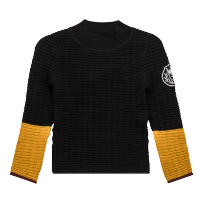 Mock Neck Ribbed Top Black