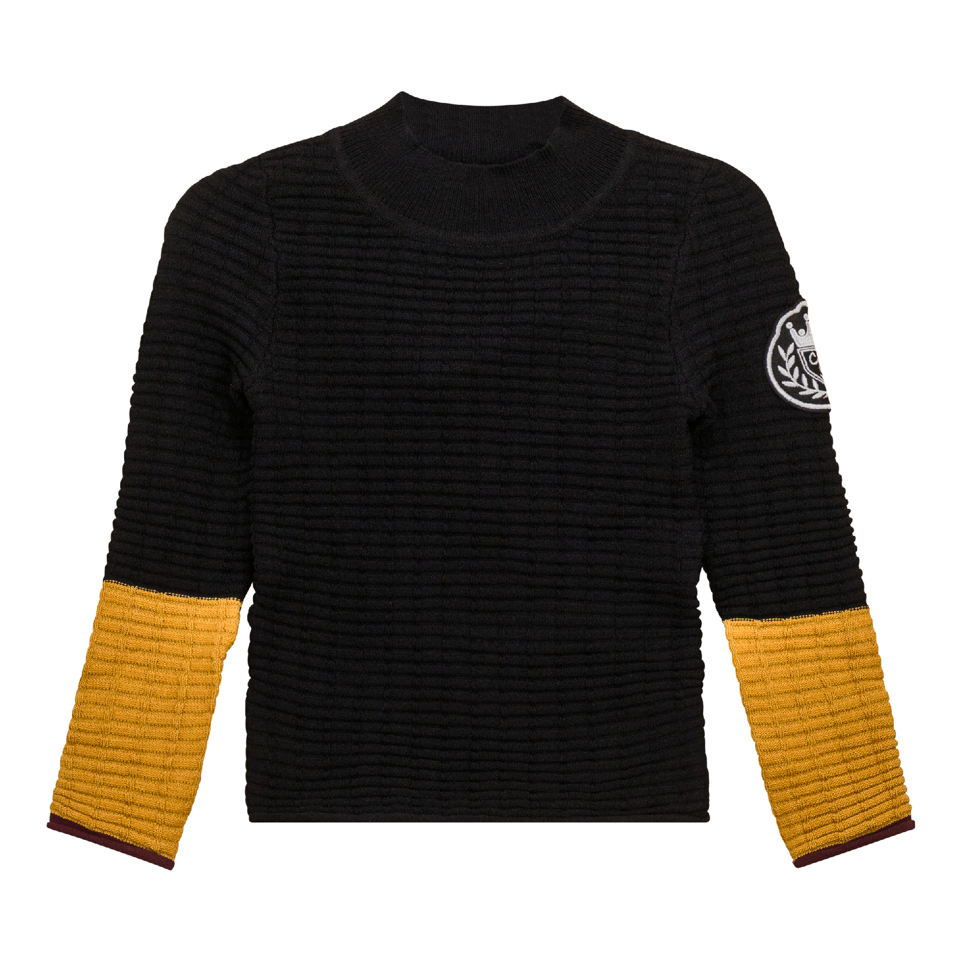 Mock Neck Ribbed Top Black