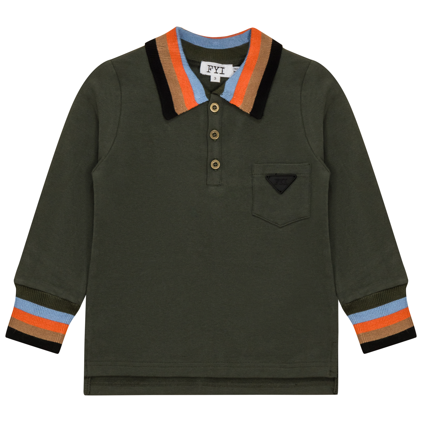 Striped Trim Polo Olive