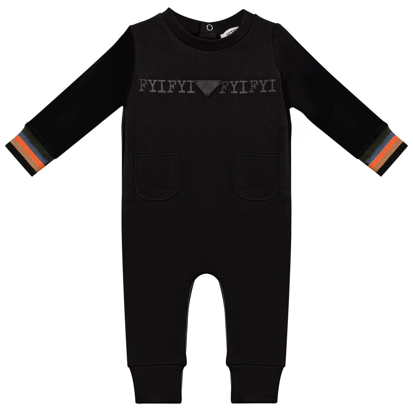 Striped Trim Onesie Black