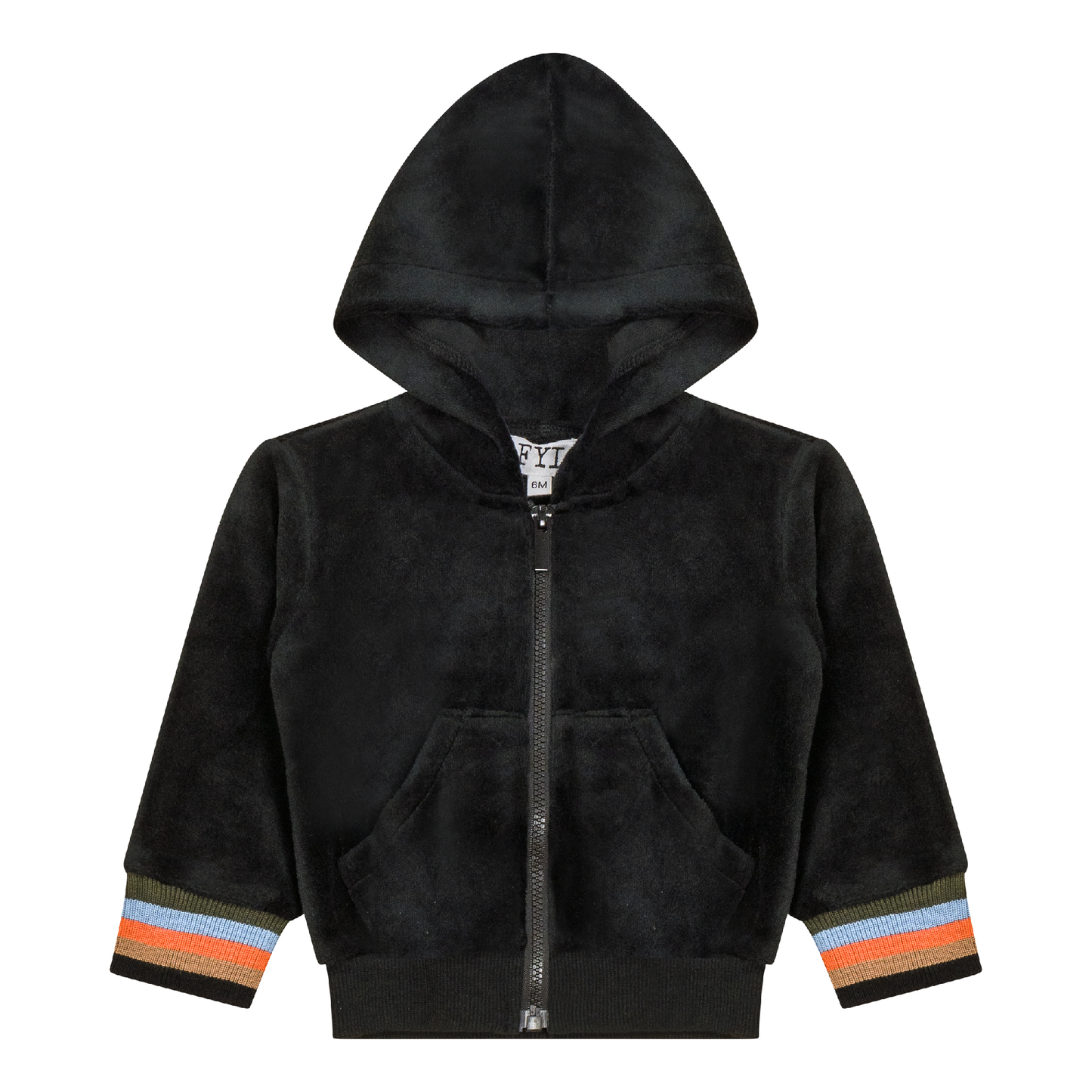 Stripe Trim Velour Cardigan Black