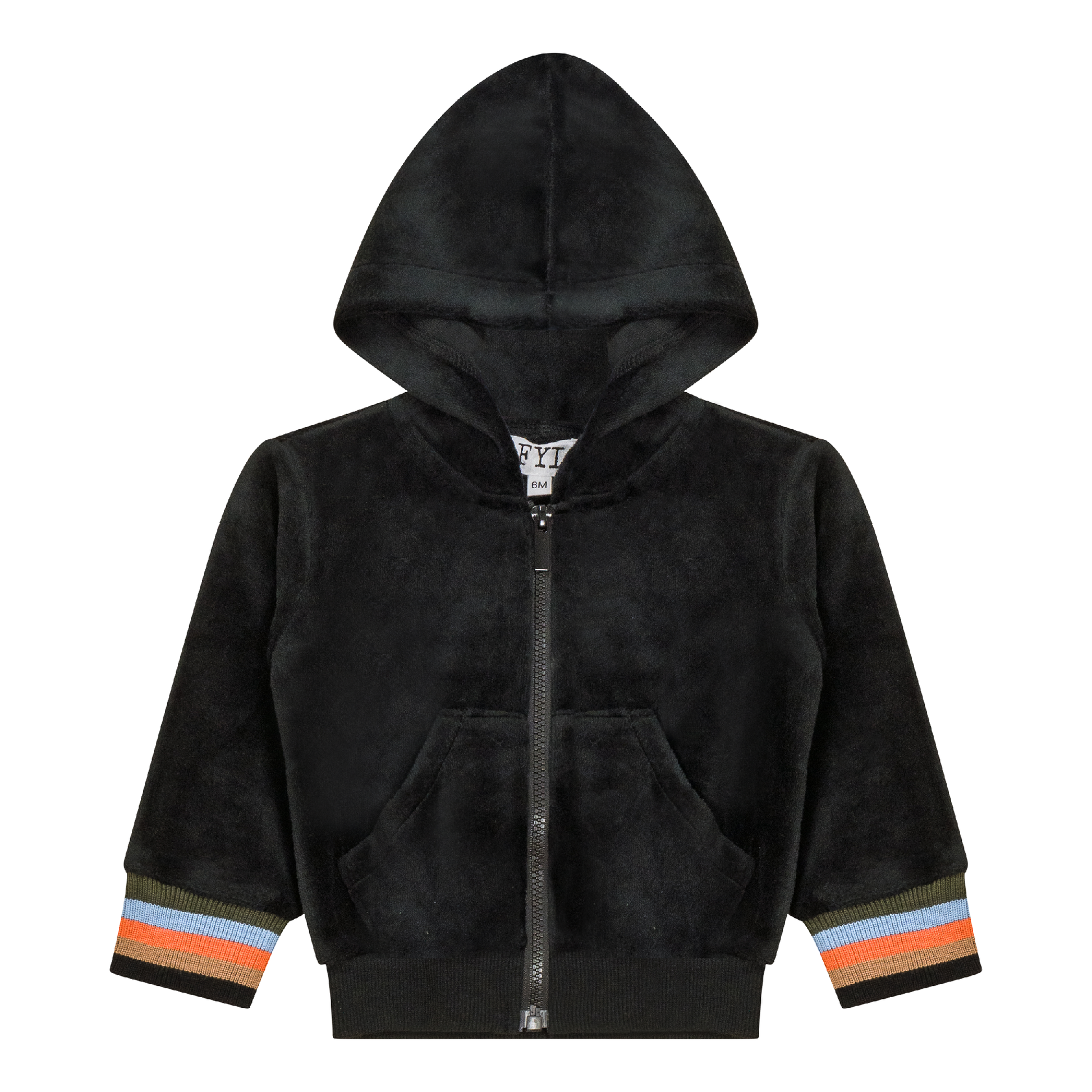 Stripe Trim Velour Cardigan Black