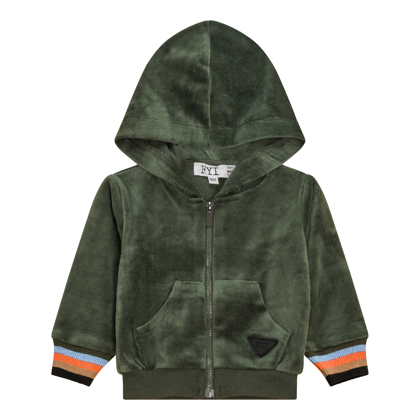 Stripe Trim Velour Cardigan Olive