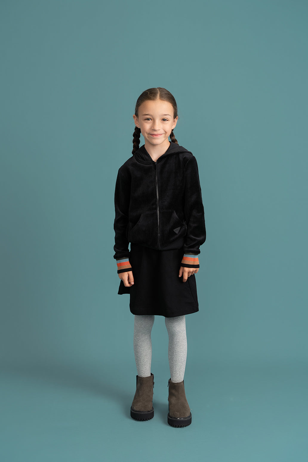 Stripe Trim Velour Cardigan