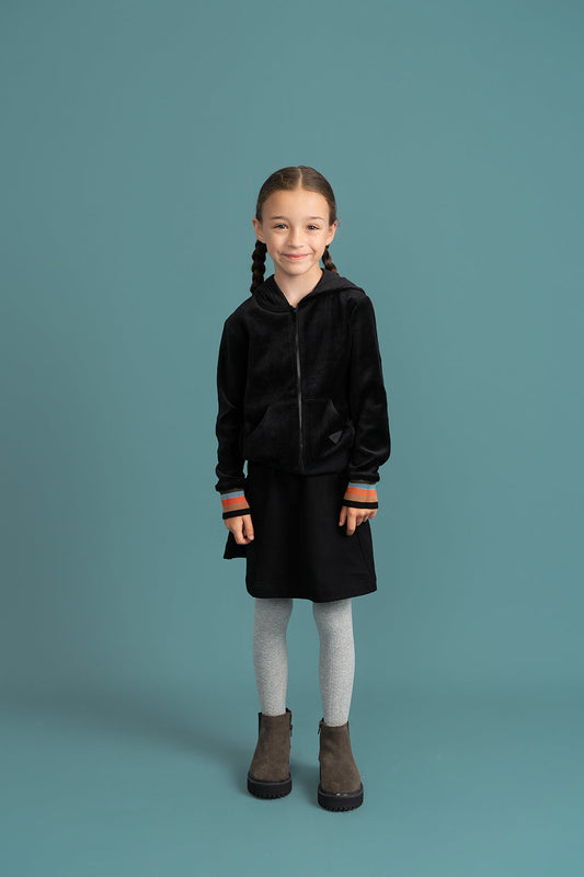 Stripe Trim Velour Cardigan