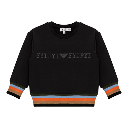 Striped Trim Sweatshirt Black