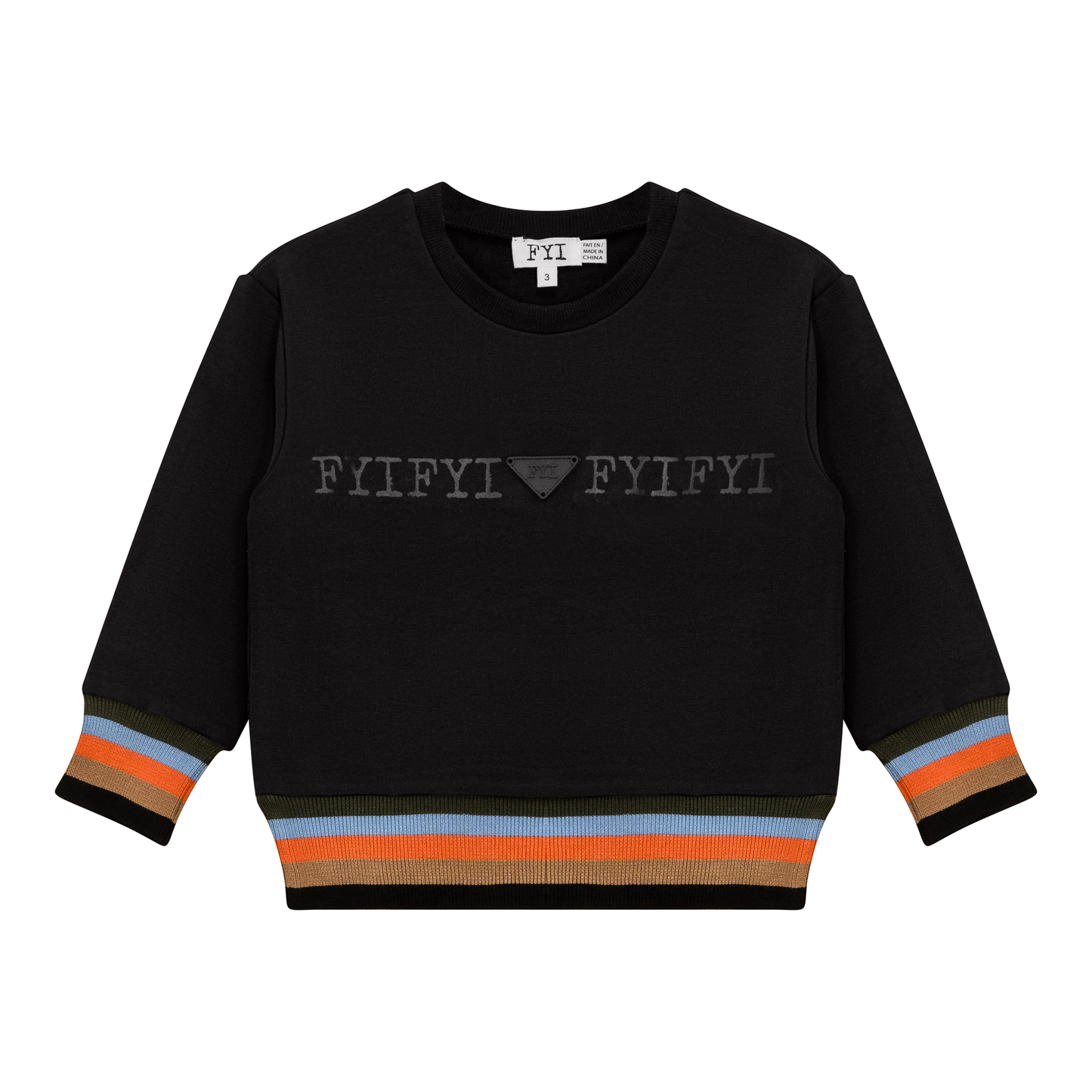 Striped Trim Sweatshirt Black