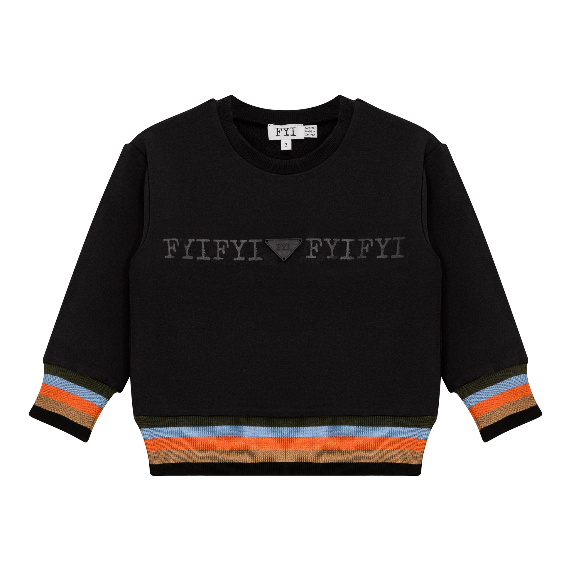 Striped Trim Sweatshirt Black