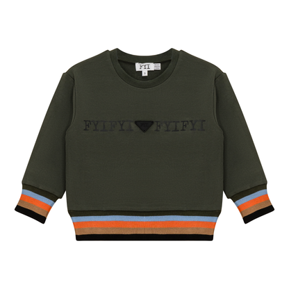 Striped Trim Sweatshirt Olive