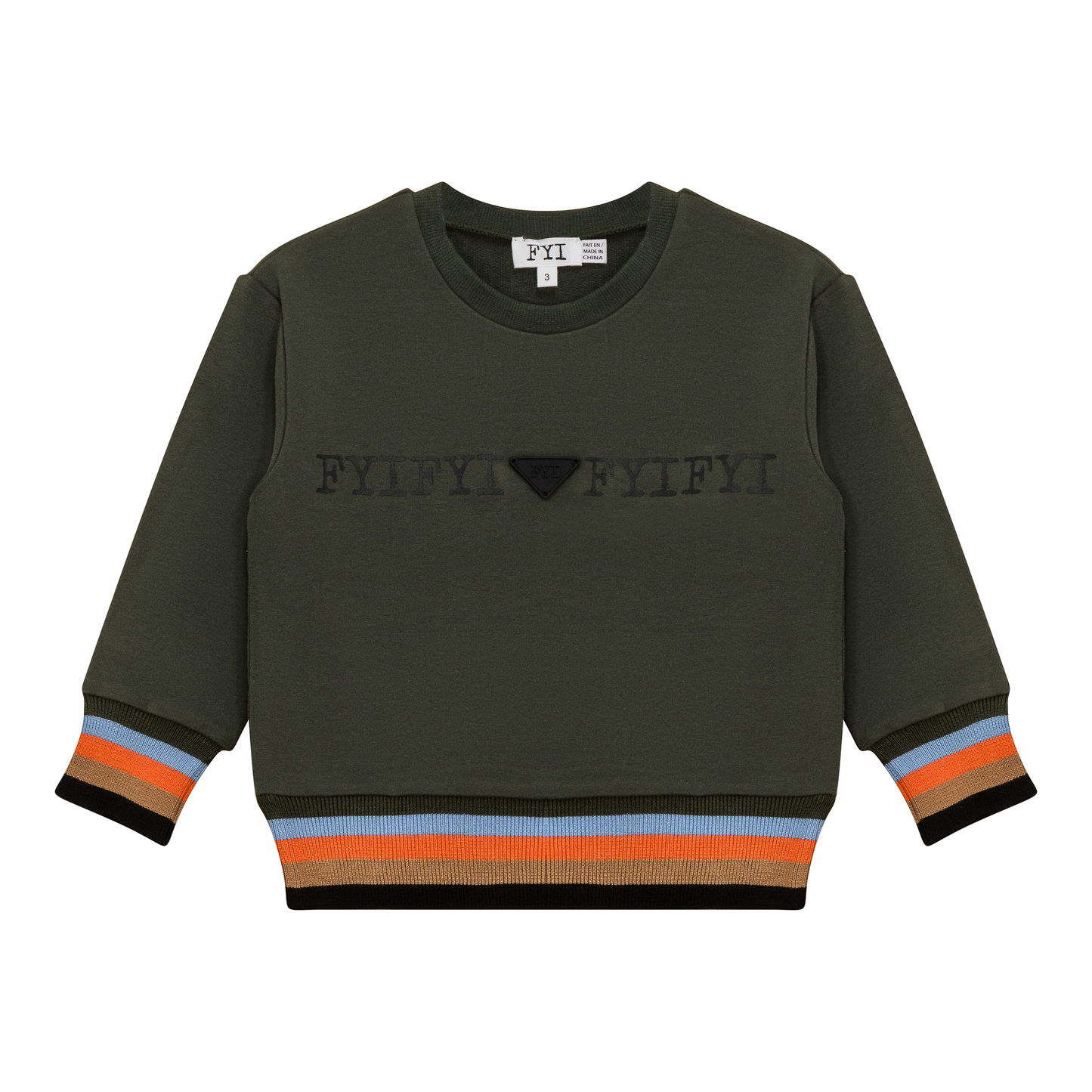 Striped Trim Sweatshirt Olive