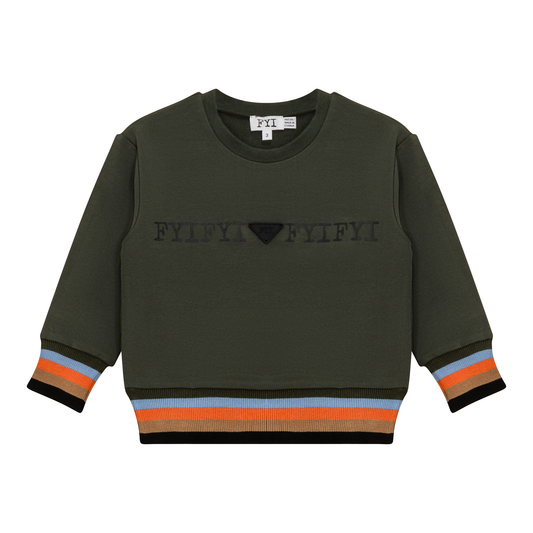 Striped Trim Sweatshirt Olive