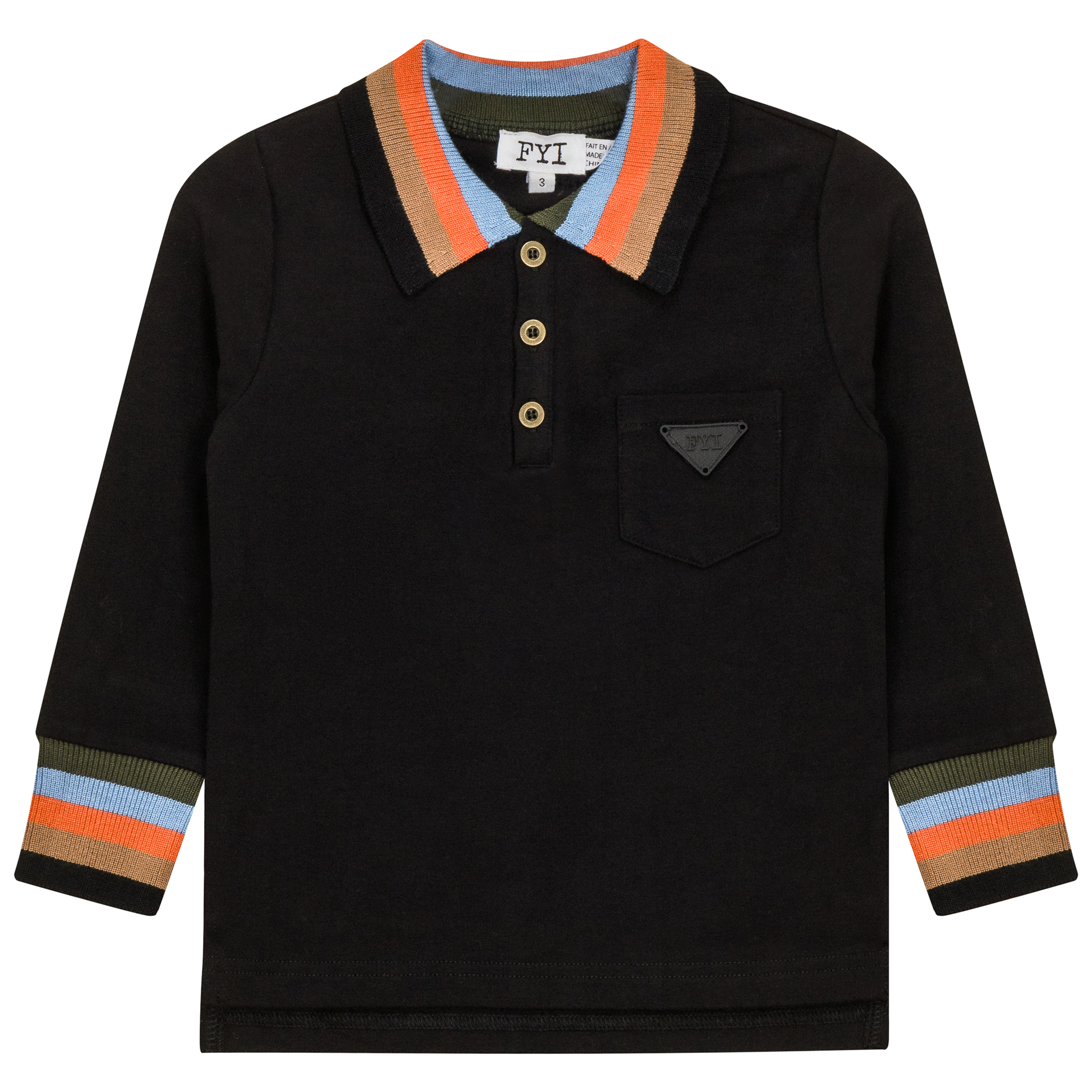 Striped Trim Polo Black