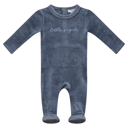 Velour Ribbed Onesie Blue