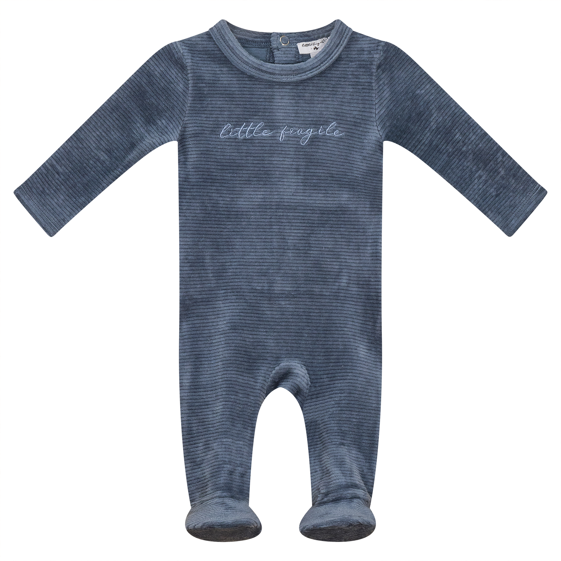 Velour Ribbed Onesie Blue