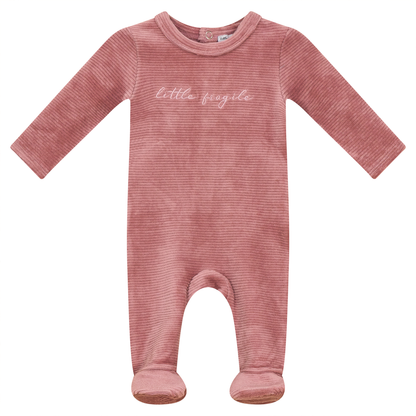 Velour Ribbed Onesie Pink