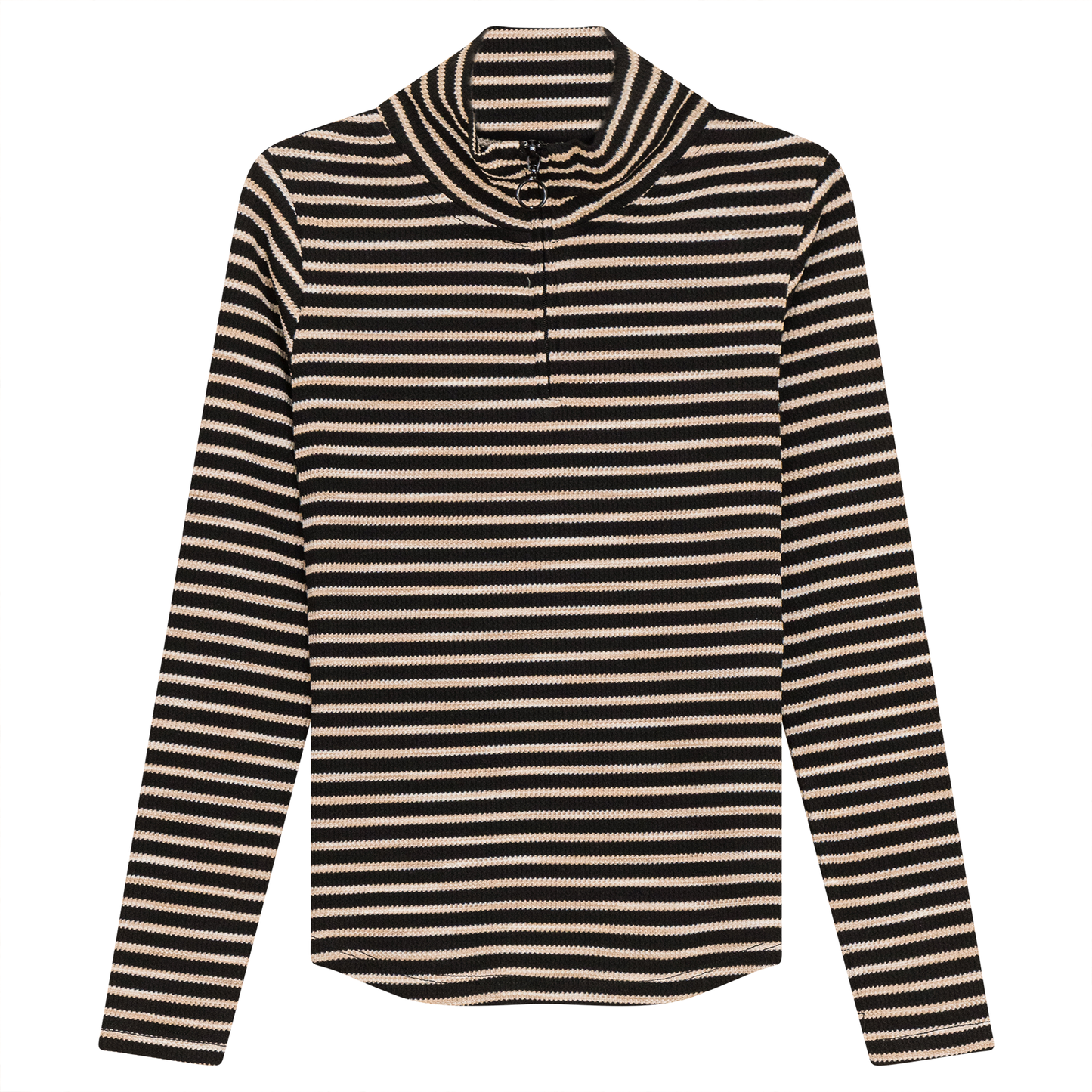 Stripe Waffle Knit Top Black
