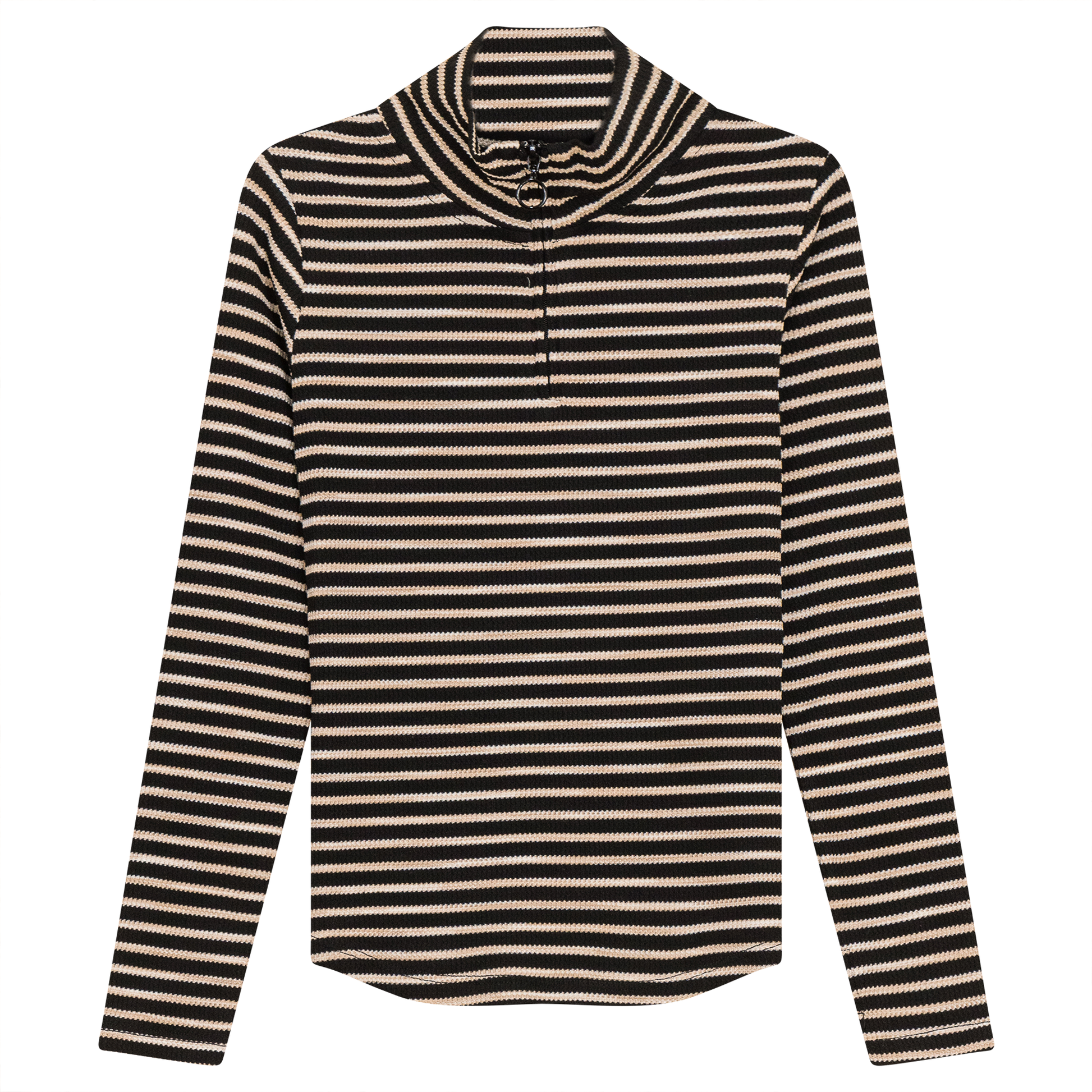 Stripe Waffle Knit Top Black