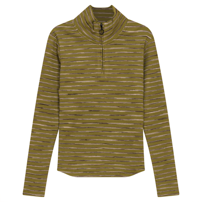 Stripe Waffle Knit Top Olive
