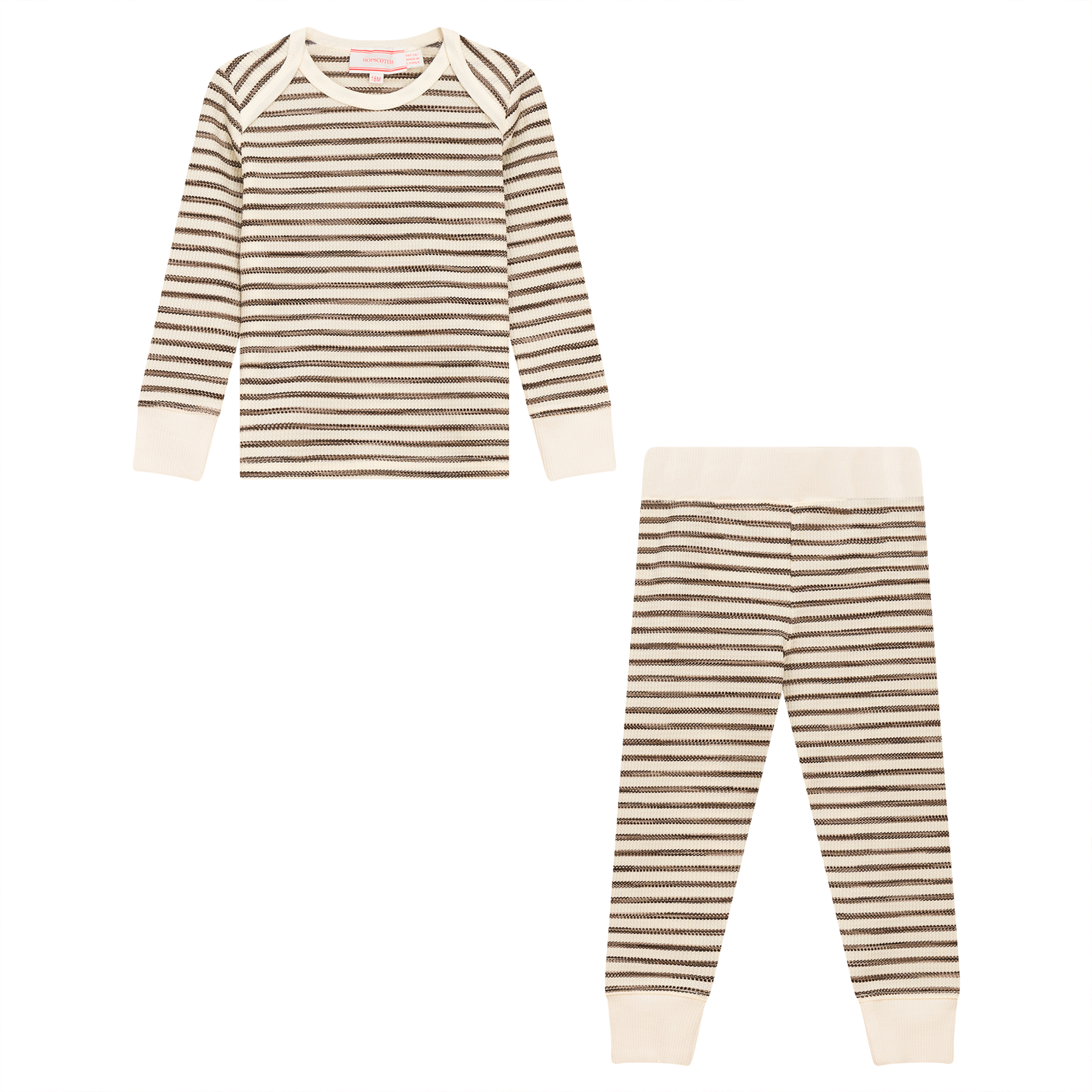 Stripe Waffle Knit 2Pc Set Cocoa
