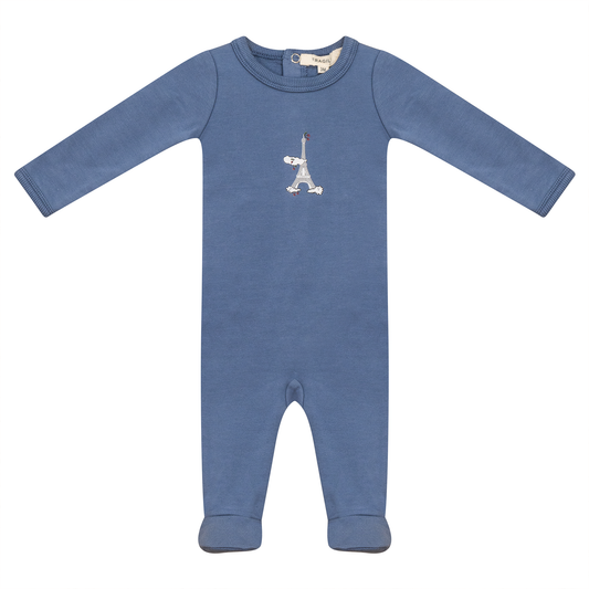 Eiffel Print Onesie True Blue