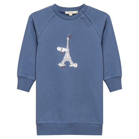 Eiffel Tower Print Bubble Dress True Blue