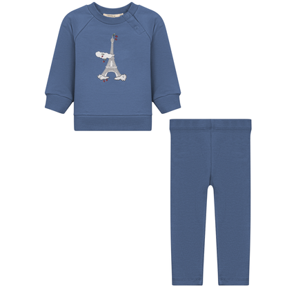 Eiffel Tower Print 2Pc Set True Blue