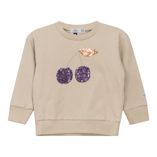 Cherry Print Sweatshirt Dark Almond