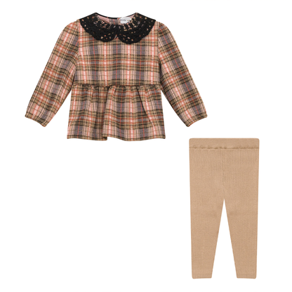 Plaid 2Pc Set Ash Rose