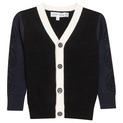 Crest Knit Cardigan Black Dark Navy