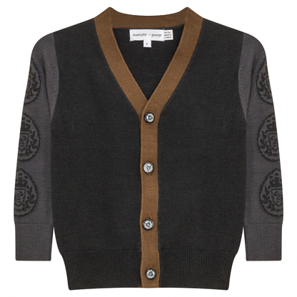 Crest Knit Cardigan Charcoal Medium Grey