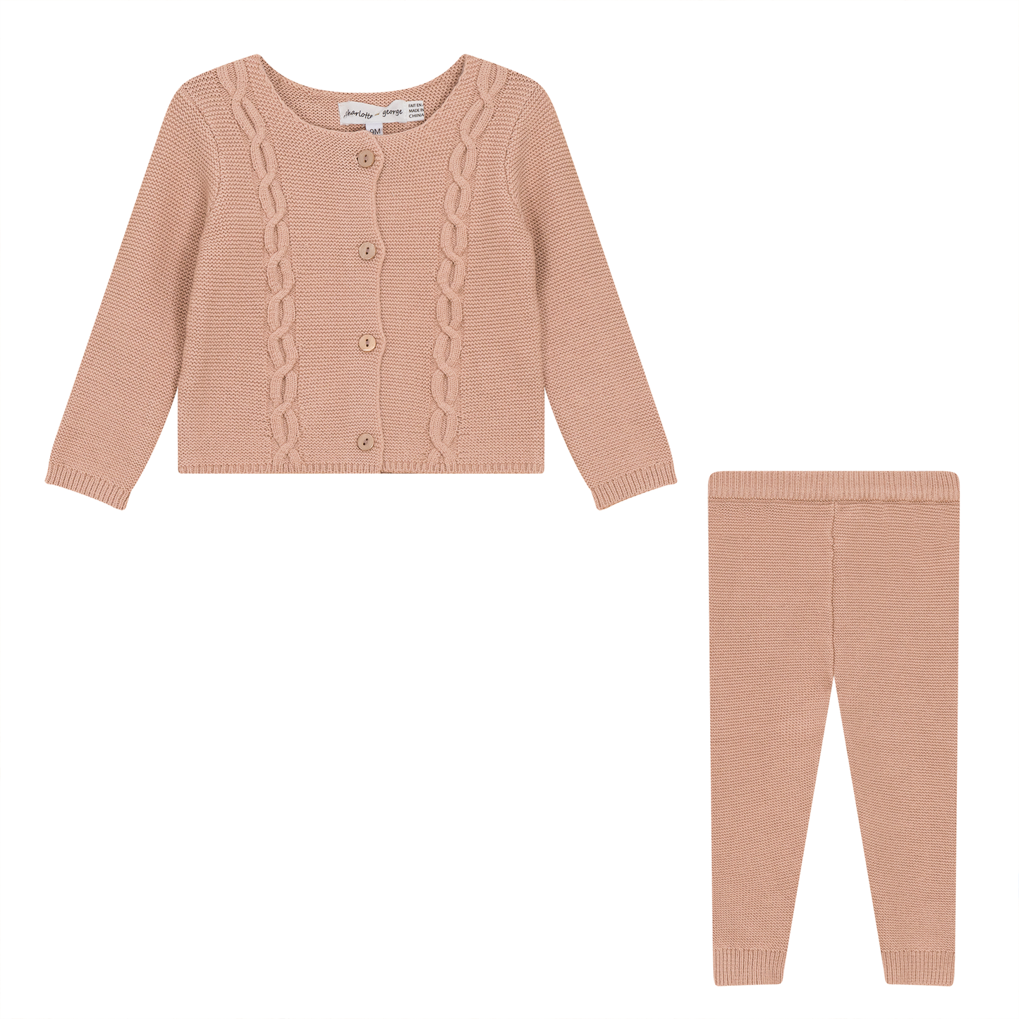 Garter Knit 2Pc Set Light Maple