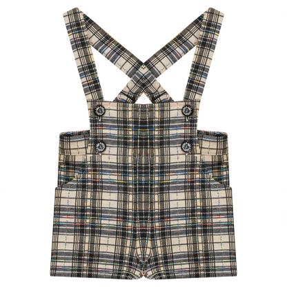 Plaid Short Overall Black