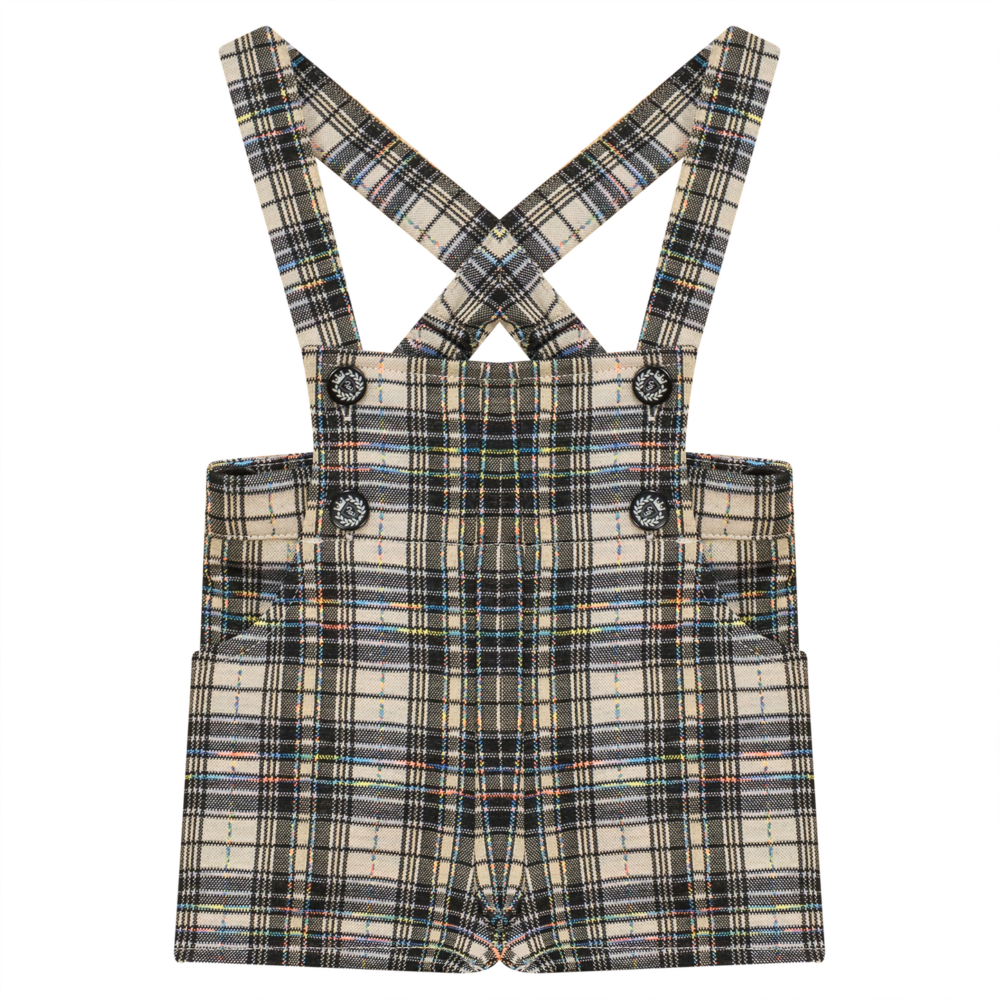 Plaid Short Overall Black