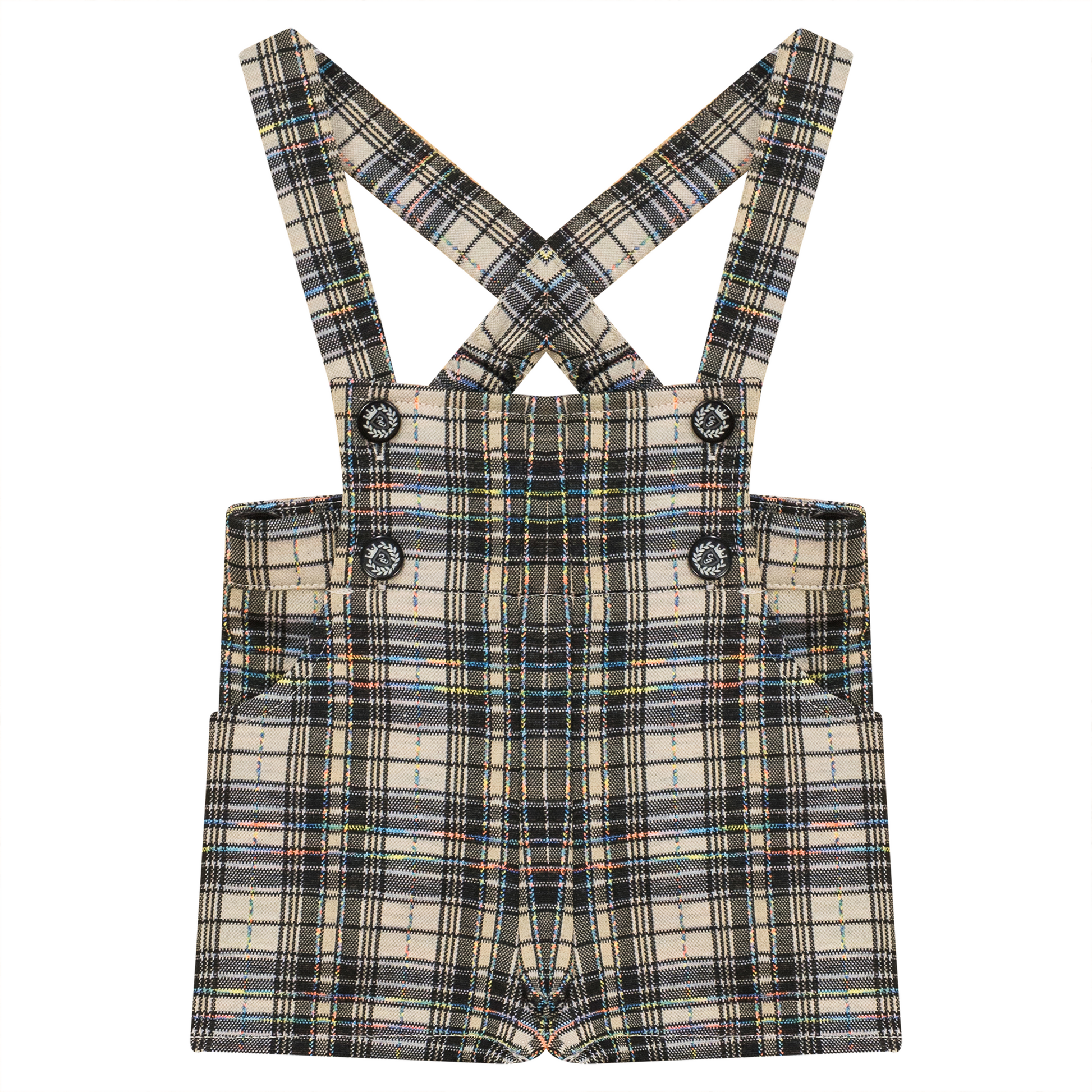 Plaid Short Overall Black
