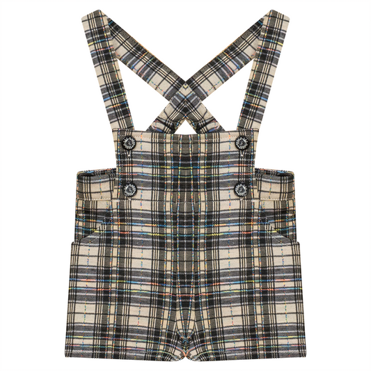 Plaid Short Overall Black