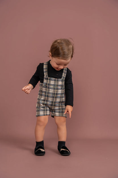 Plaid Short Overall