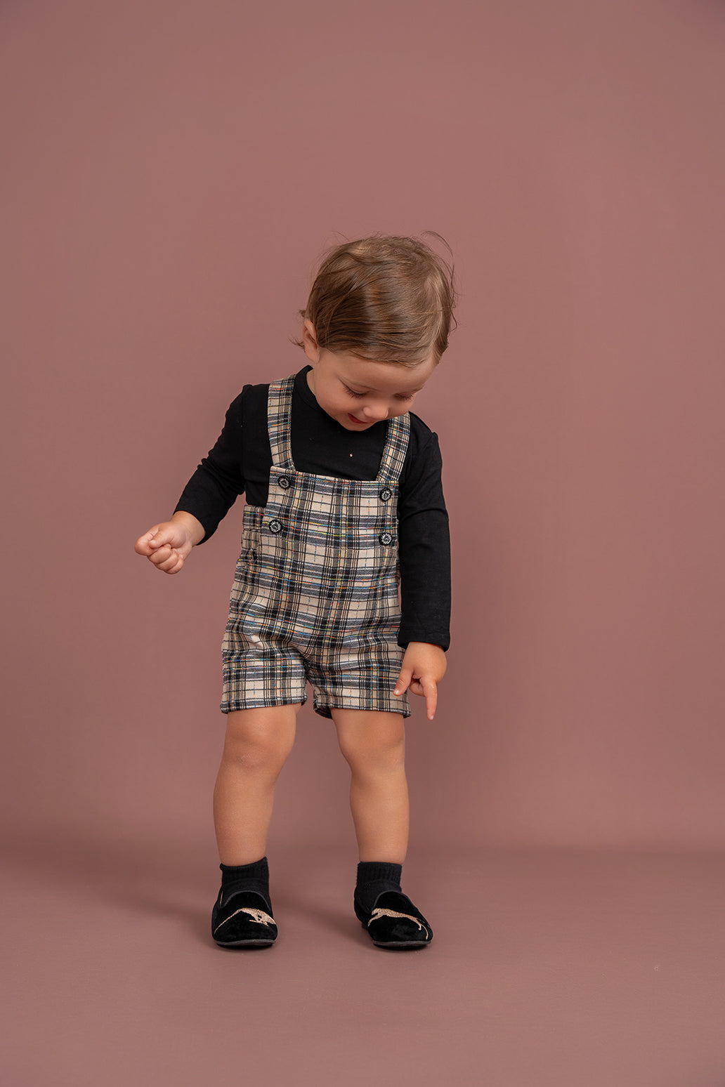 Plaid Short Overall