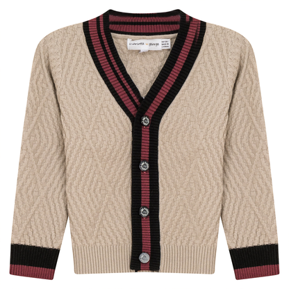 Diamond Textured Knit Cardigan Stone